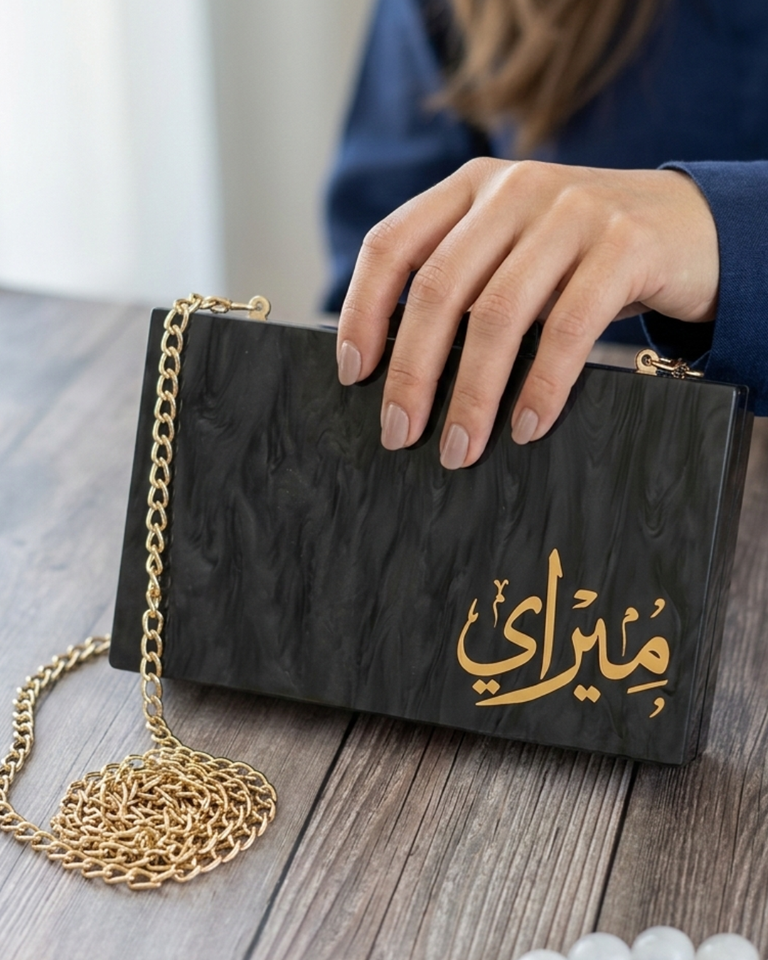Acrylic Marble Name Clutch
