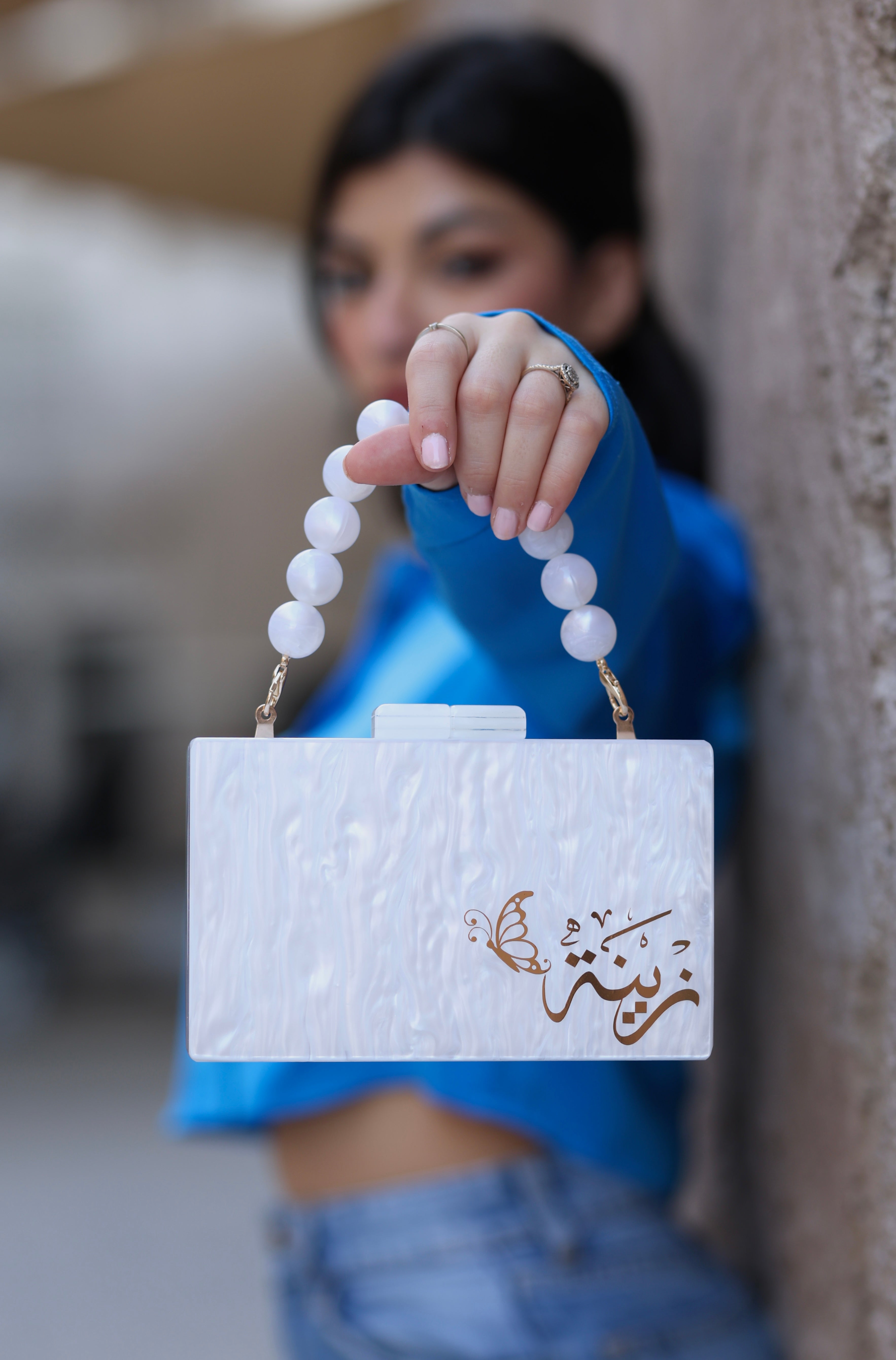 Acrylic Marble Name Clutch