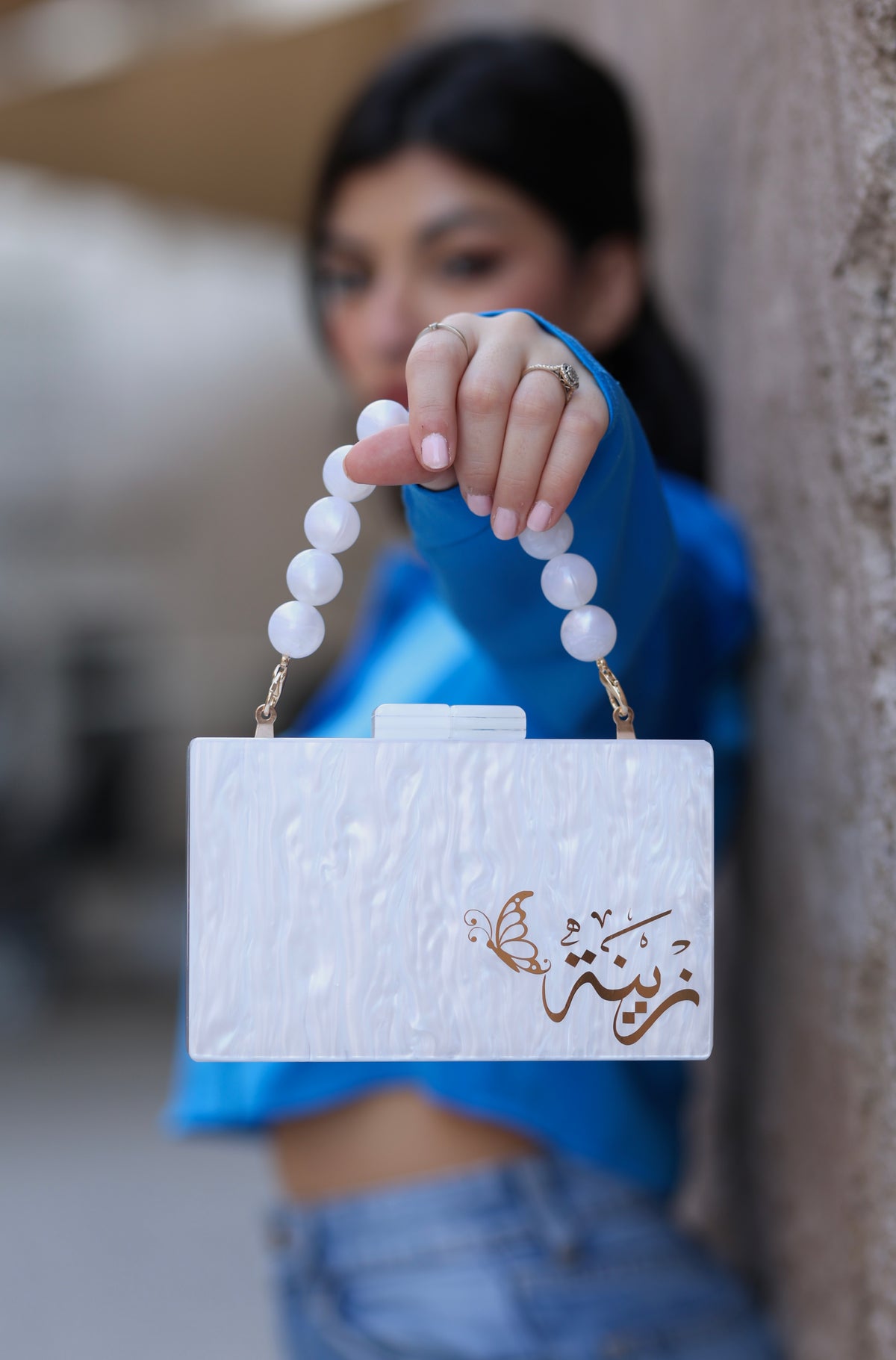 Acrylic Marble Name Clutch