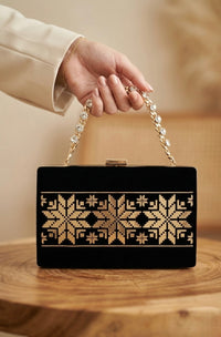Velvet Golden Petal Clutch