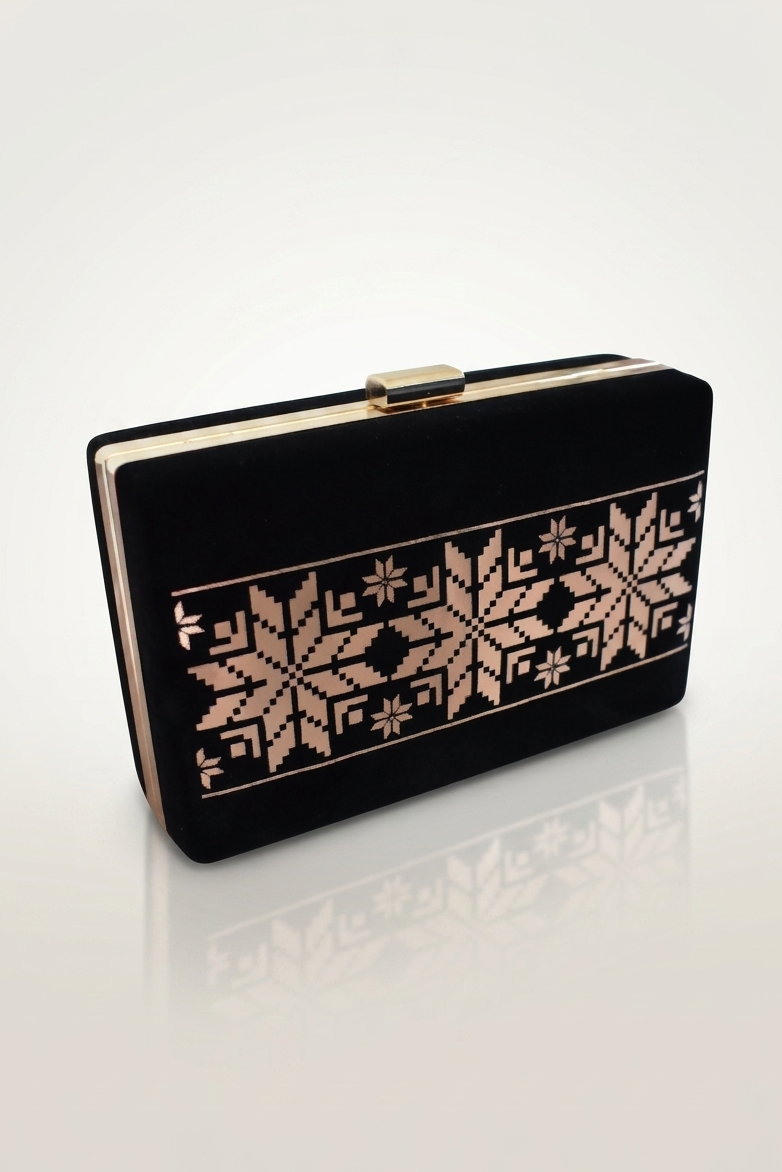 Velvet Golden Petal Clutch