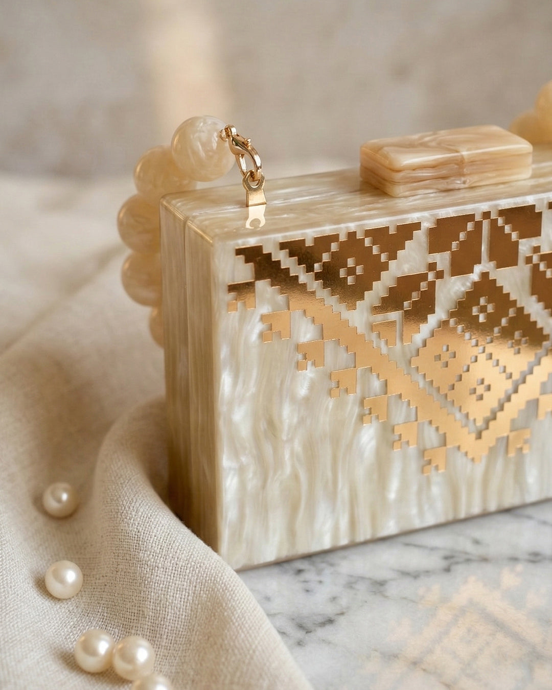 Marble Tatreez Clutch