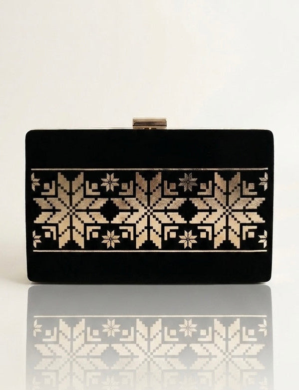 Velvet Golden Petal Clutch