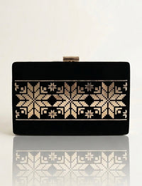 Velvet Golden Petal Clutch