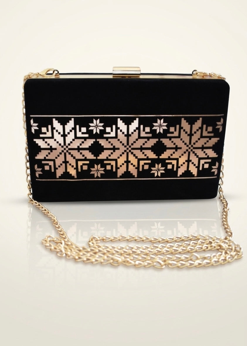 Velvet Golden Petal Clutch