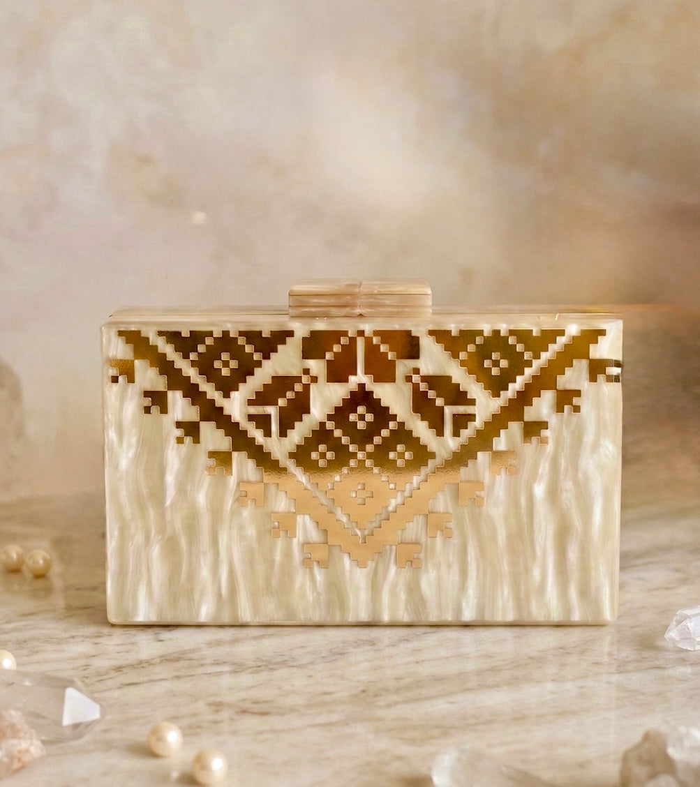 Marble Tatreez Clutch