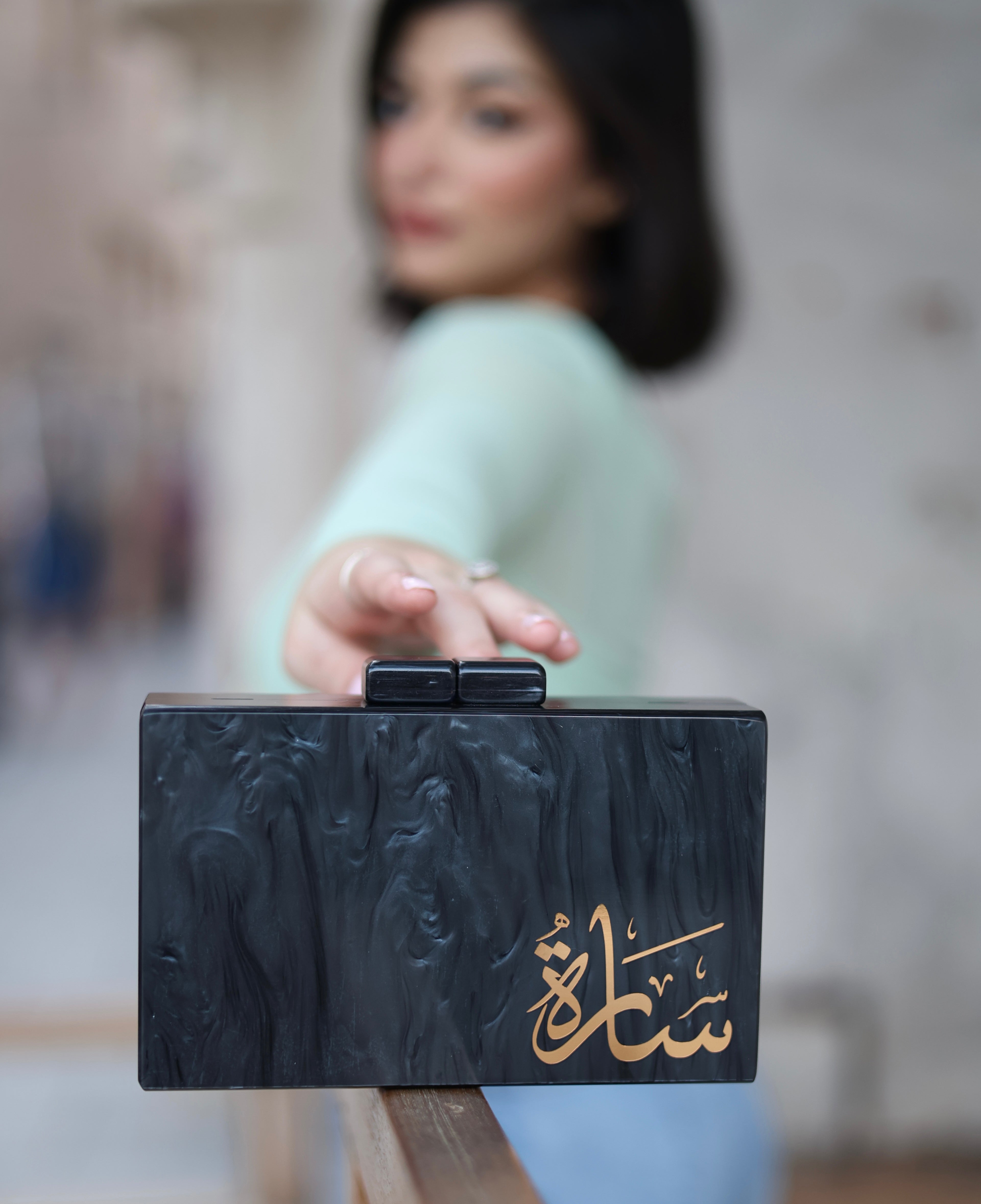 Acrylic Marble Name Clutch