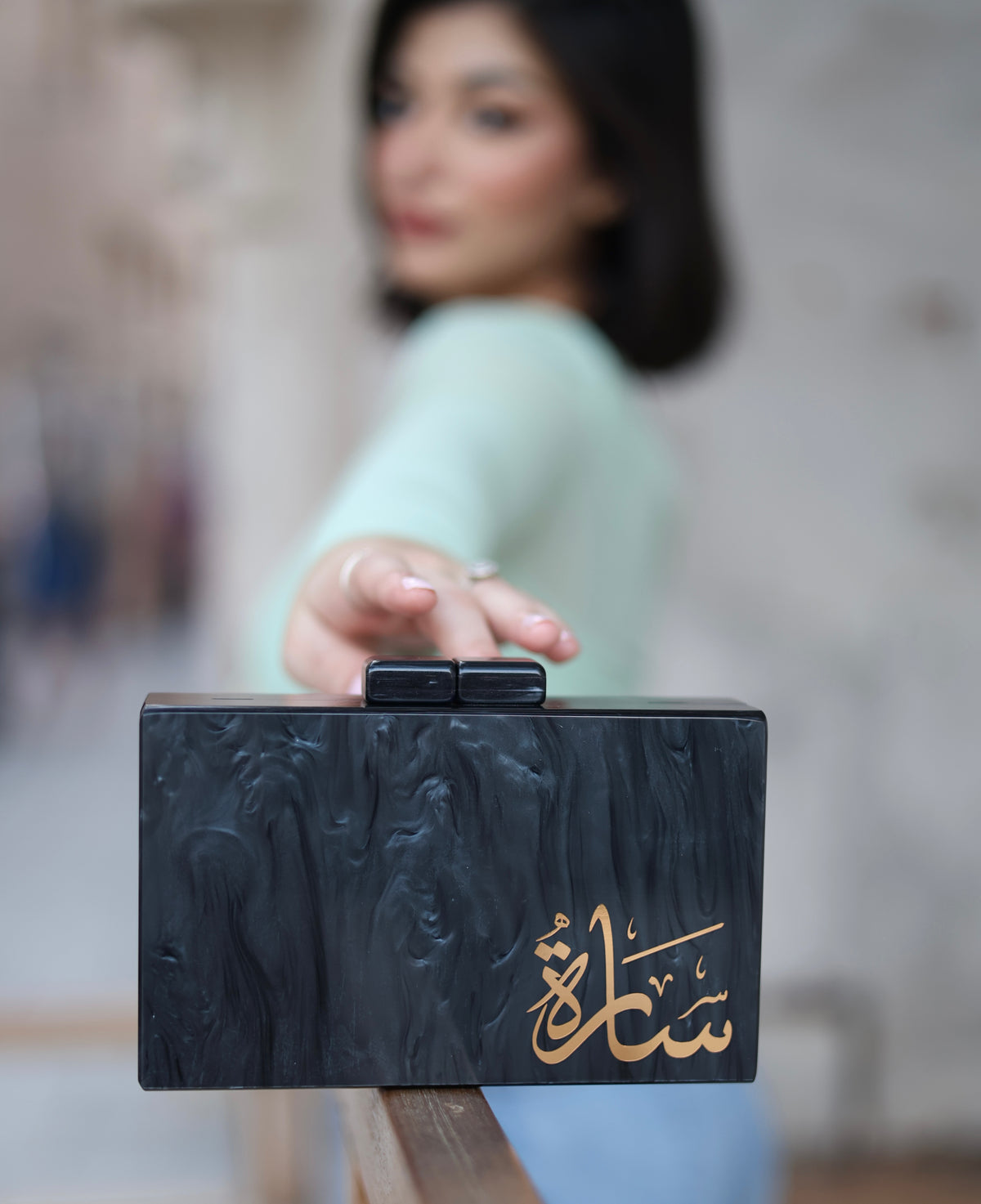 Acrylic Marble Name Clutch