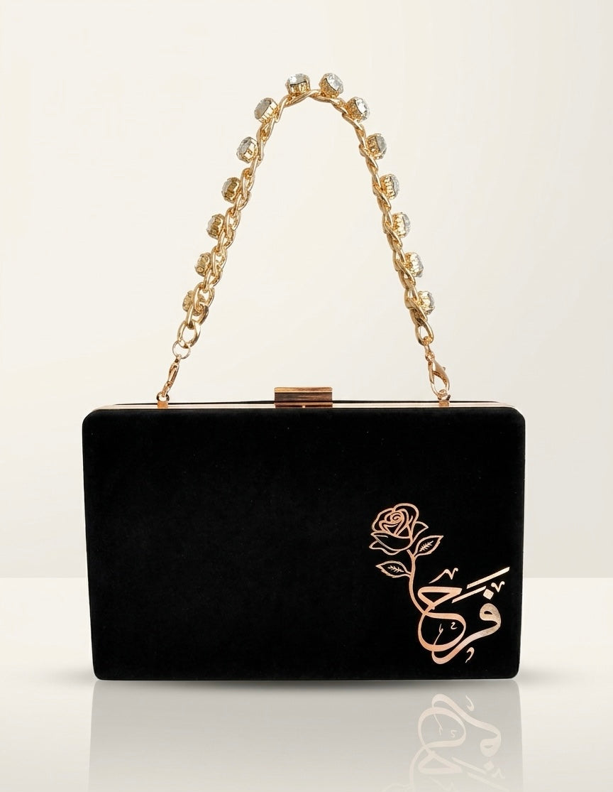 Velvet Name Clutch