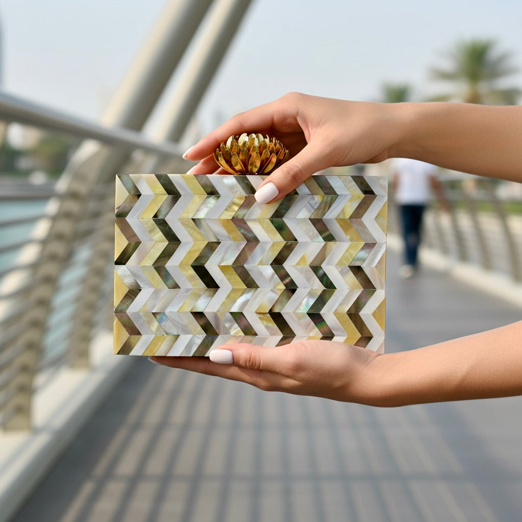 Golden Lotus Clutch