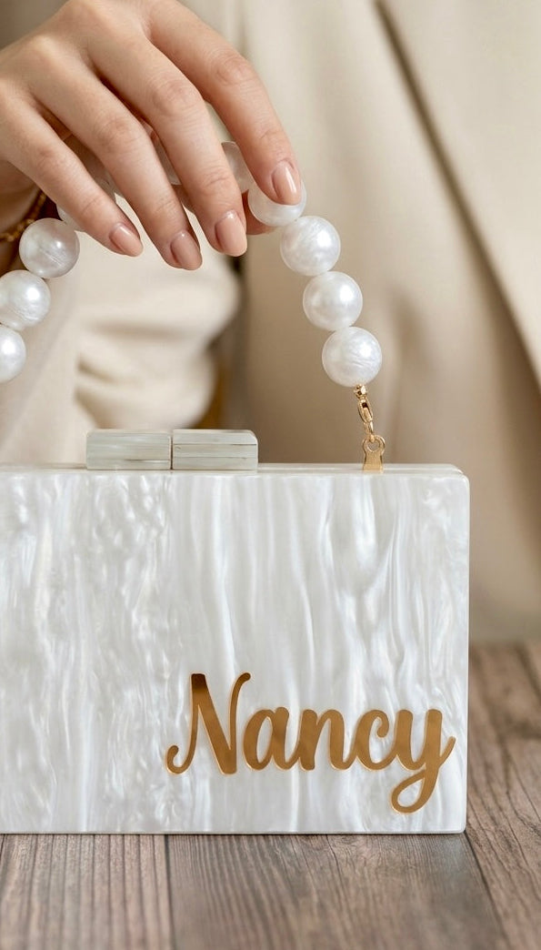 Acrylic Marble Name Clutch