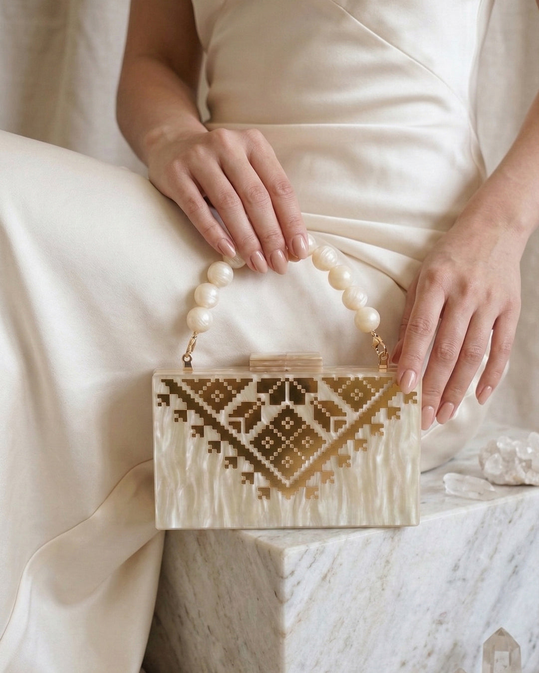Marble Tatreez Clutch