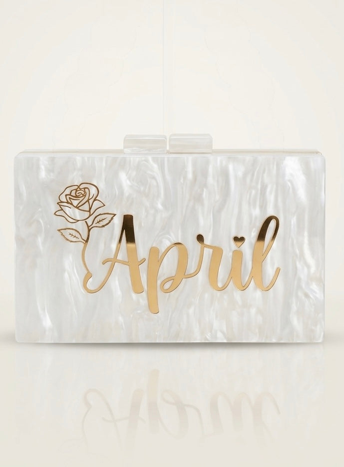 Acrylic Marble Name Clutch