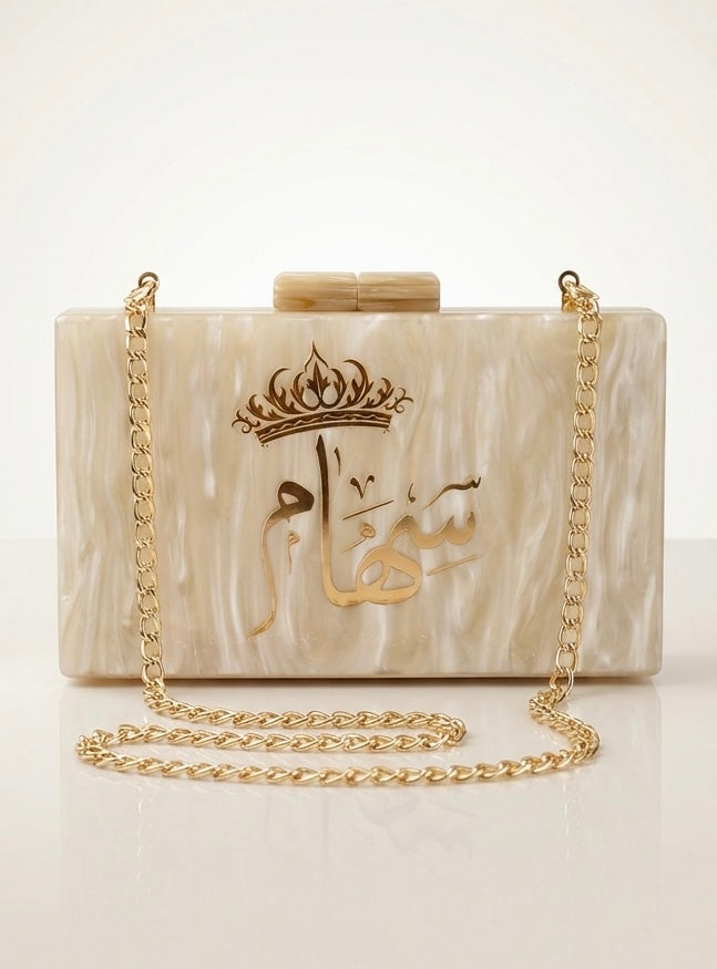 Acrylic Marble Name Clutch