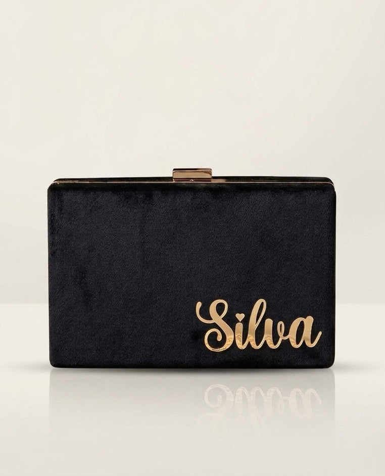 Velvet Name Clutch