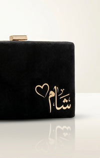 Velvet Name Clutch