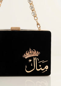 Velvet Name Clutch