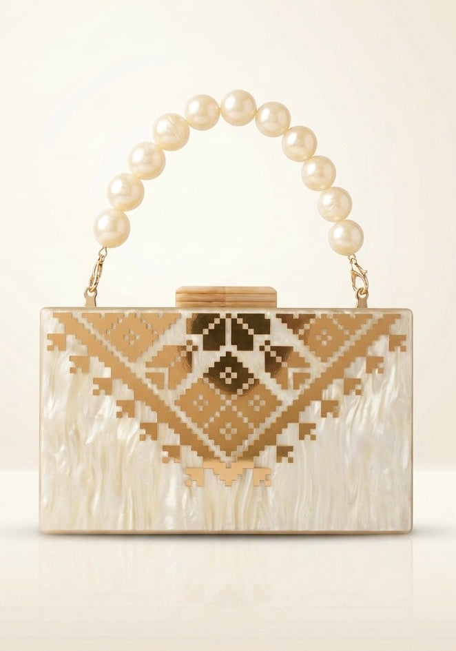 Marble Tatreez Clutch