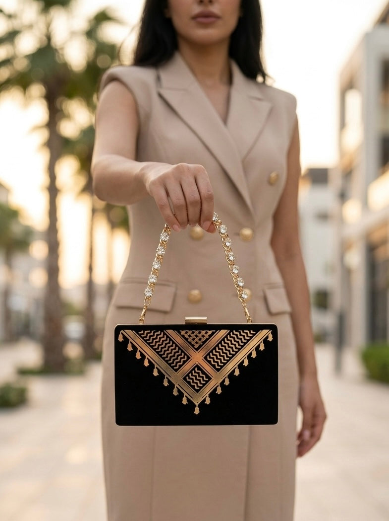 Velvet Keffiyeh Clutch