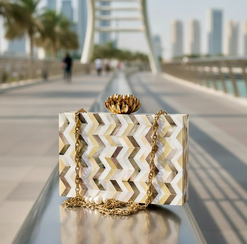 Golden Lotus Clutch