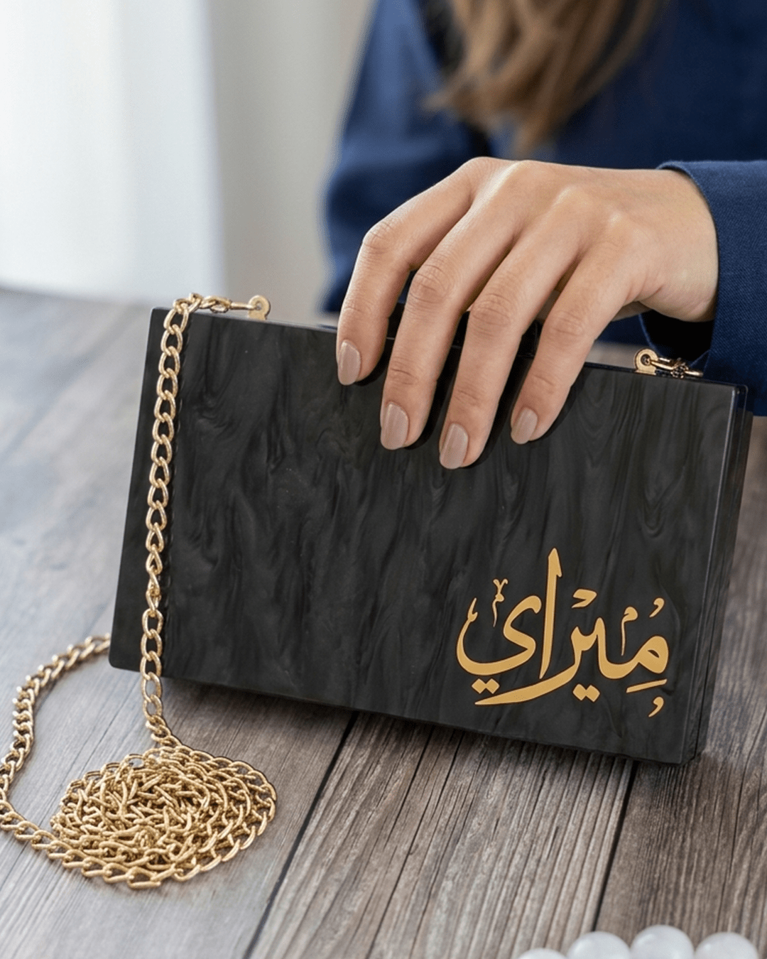 Acrylic Marble Name Clutch - Design by Juman