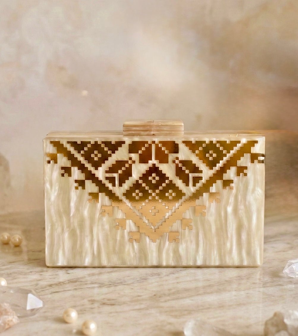 Marble Tatreez Clutch - Design by Juman