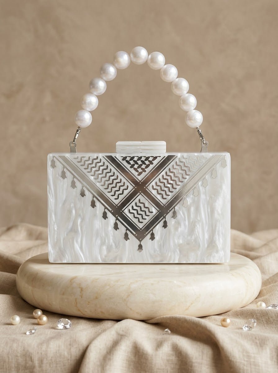 Signature Silver Keffiyeh - Design by Juman