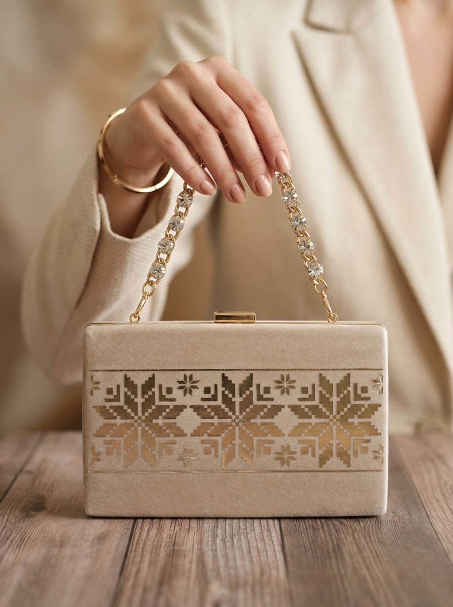 Velvet Golden Petal Clutch - Design by Juman