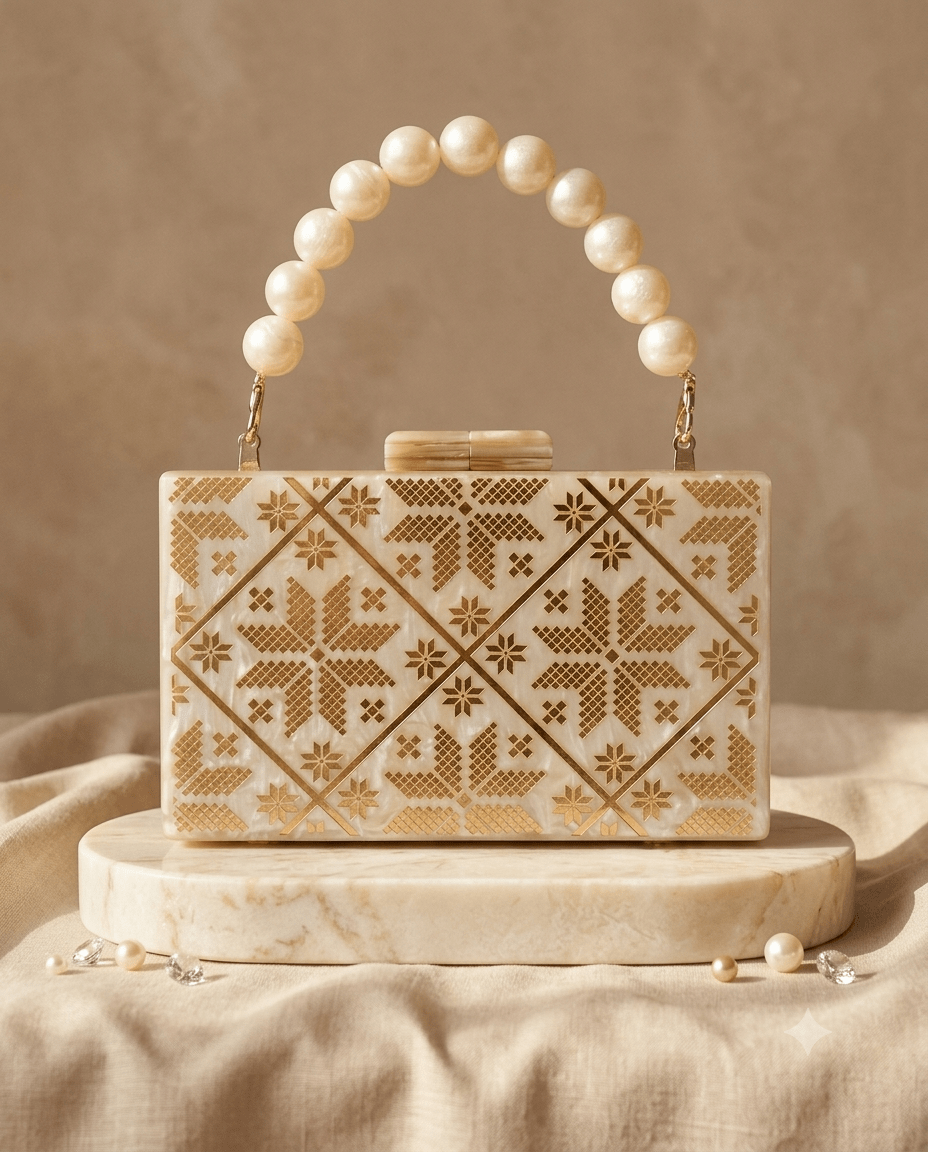Zahra Motif Tatreez Clutch - Design by Juman