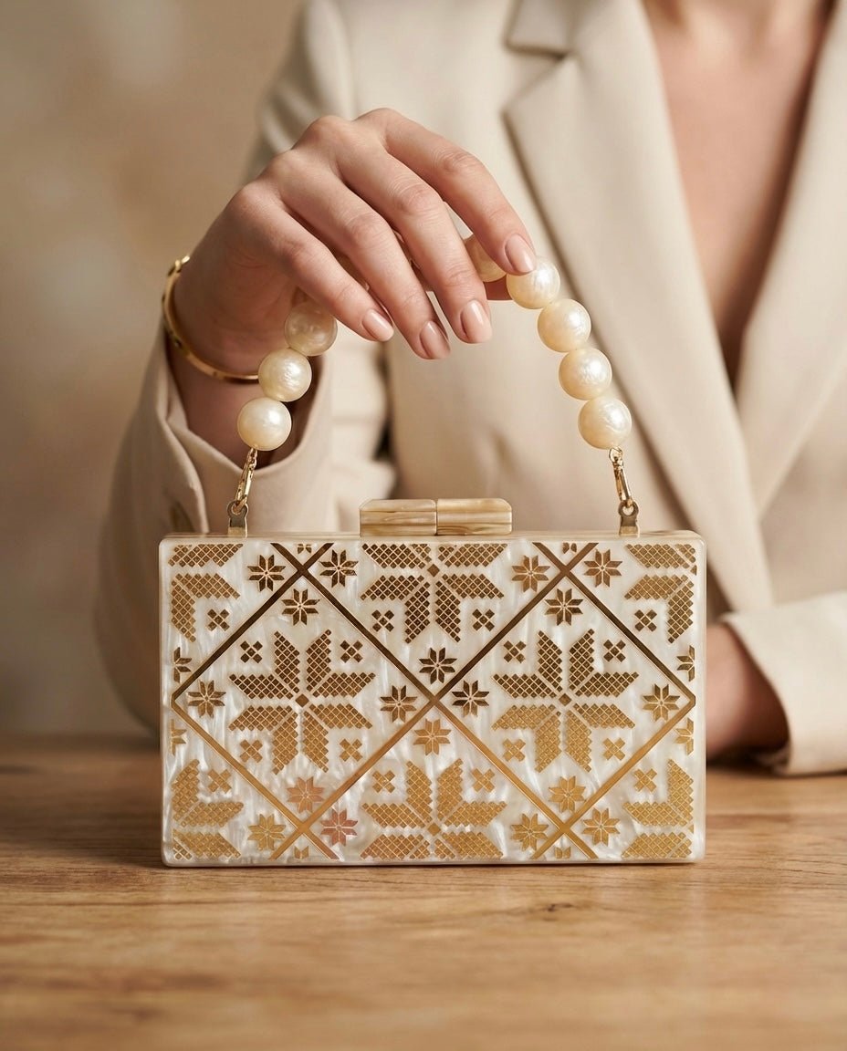 Zahra Motif Tatreez Clutch - Design by Juman